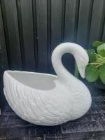 Vintage bloempot zwaan