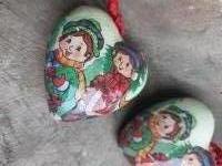 Vintage hartvormig papier maché kerstballen