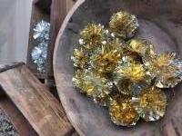 Vintage folie kerstballen goud