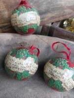 Vintage papier maché kerstballen, muziek #1