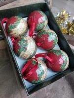 Vintage papier maché kerstballen, muziek #1