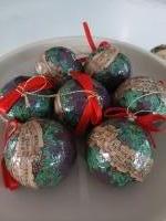 Vintage papier maché kerstballen, muziek #2