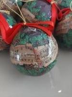 Vintage papier maché kerstballen, muziek #2