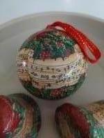 Vintage papier maché kerstbal, muziek #3