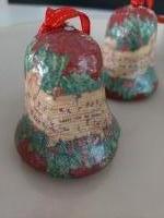 Vintage papier maché kerstklokjes