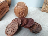 Onderzetters set, houtsnijwerk