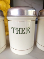 Emaille voorraadbussen creme