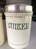 Emaille voorraadbussen creme